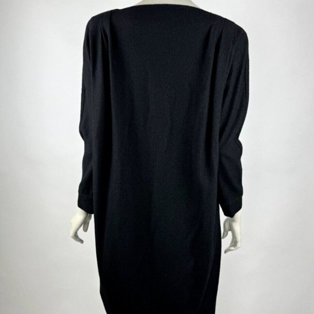 Dusan Italy Boiled‎ Wool Lightweight Dress Women L $1930 3/4 Sleeve Pleated Back